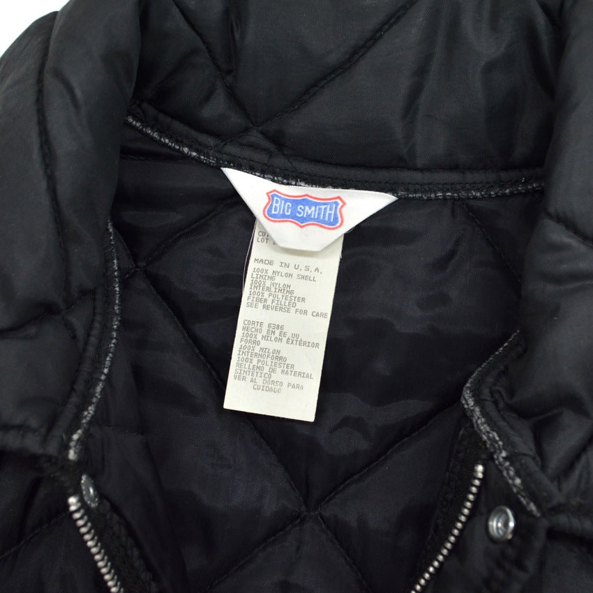 1990's BIG SMITH ALL BLACK QUILTED JACKET...M