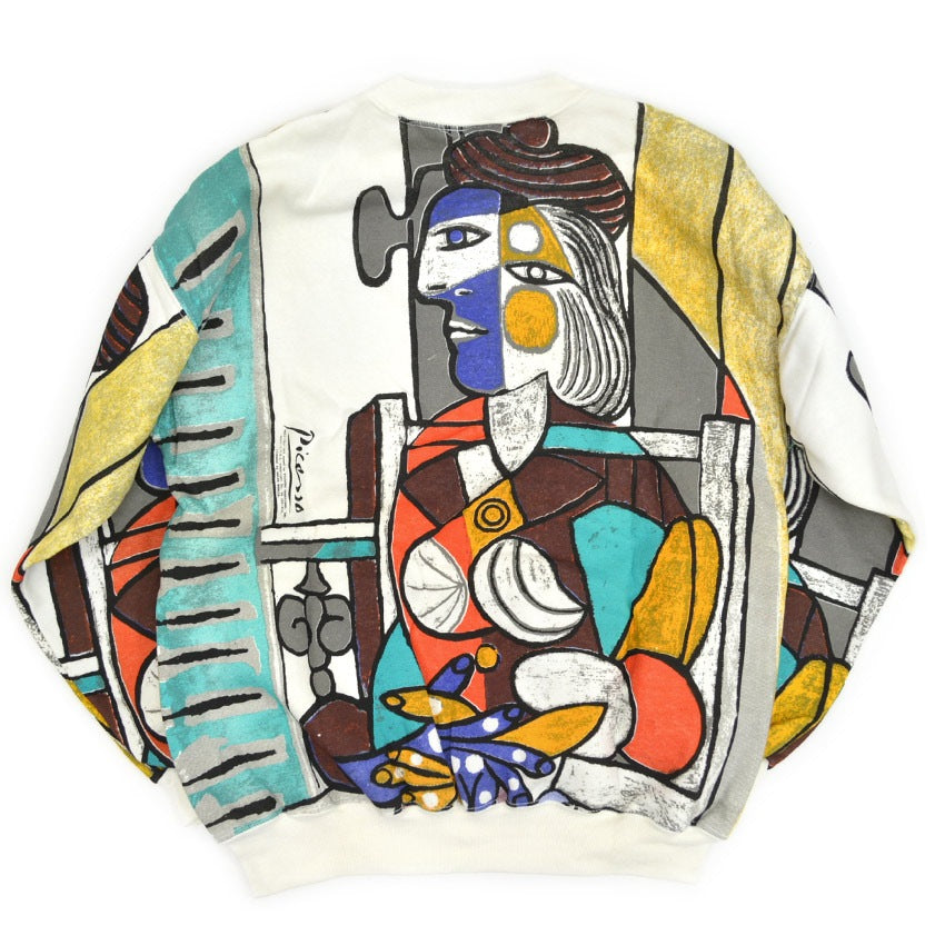1980s Deadstock Picasso "Woman Sitting in Front of a Window" All Over Print Sweatshirt... L