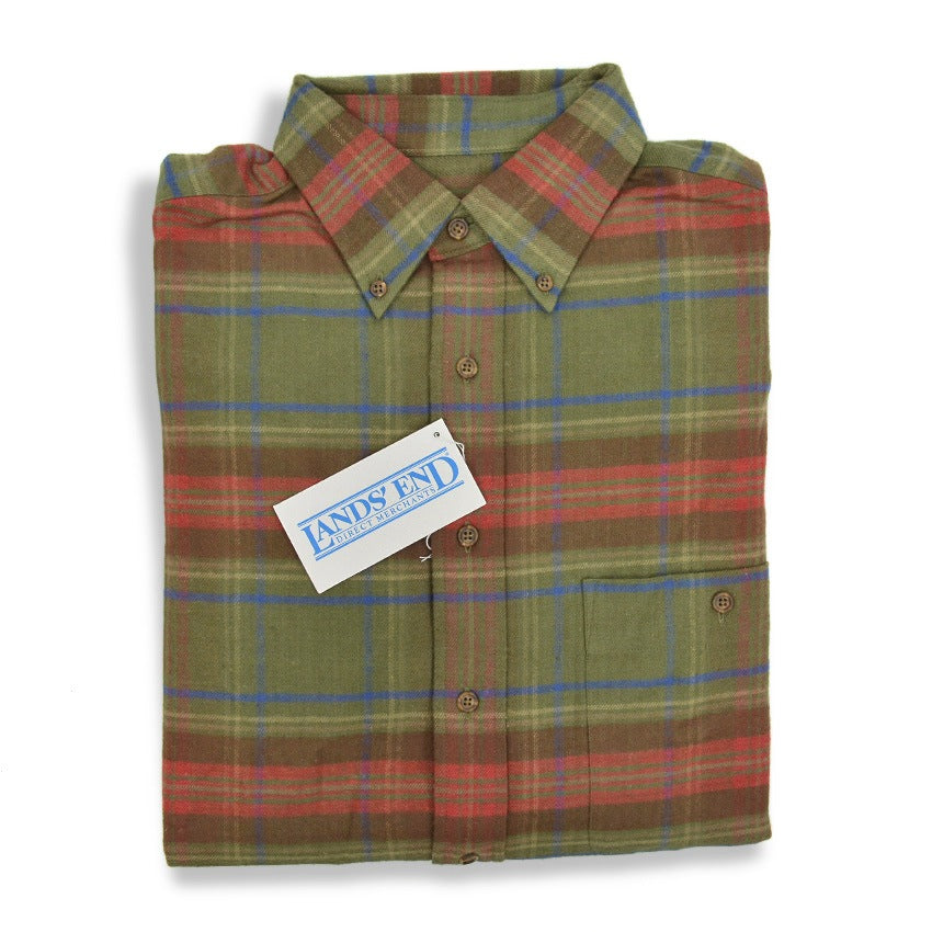 1990's DEADSTOCK LAND'S END LIGHT FLANNEL B/D SHIRT ... M