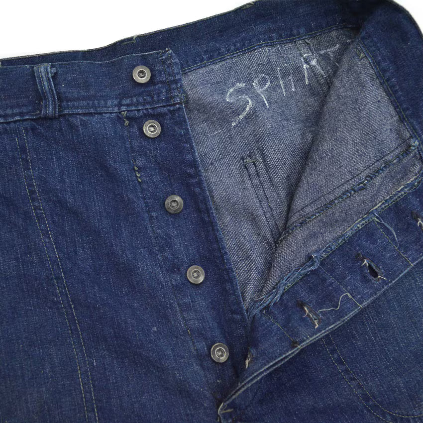 1940's USNAVY WW2 DENIM TROUSERS METAL BUTTON... W32
