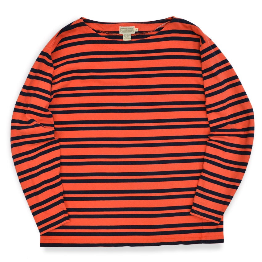 1980's BANANA REPUBLIC SAFARI & TRAVEL BOAT NECK L/S SHIRT ... M