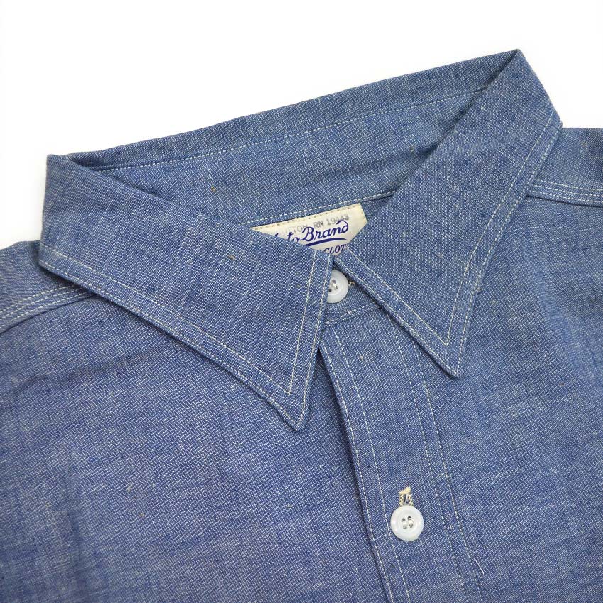 ~1950's DEADSTOCK AUTO BRAND CHAMBRAY SHIRT... 18