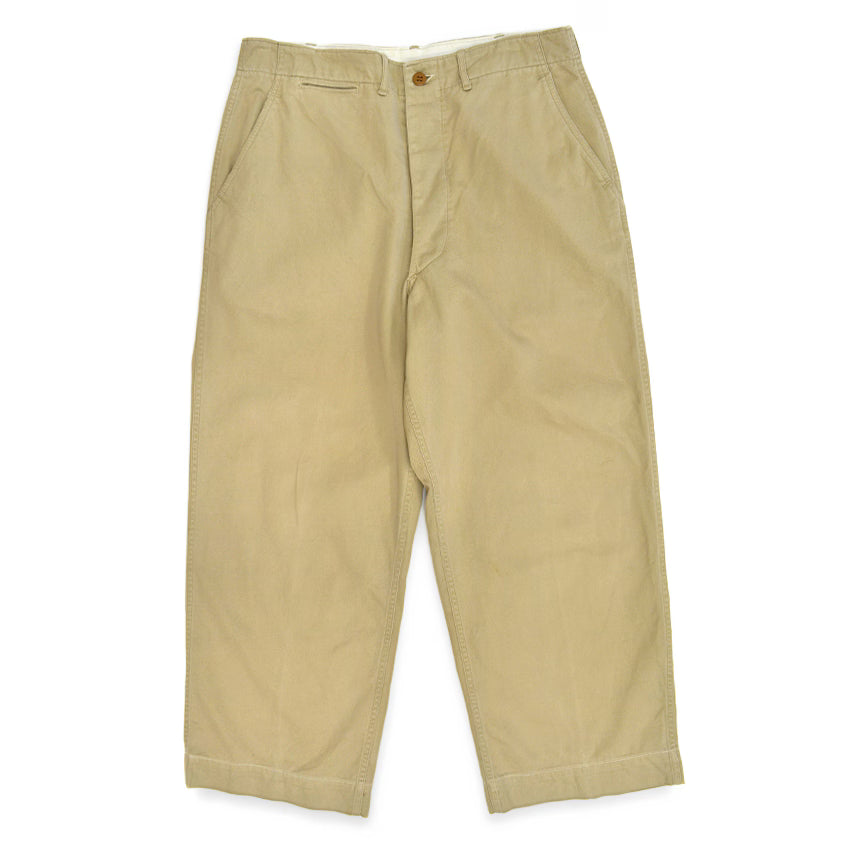 1940's USARMY TROUSERS COTTON KAHKI CHINO... W32.5 L26