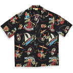 1980's~ JIMMY BUFFETT VOLCANO BLACK ALOHA SHIRT...M