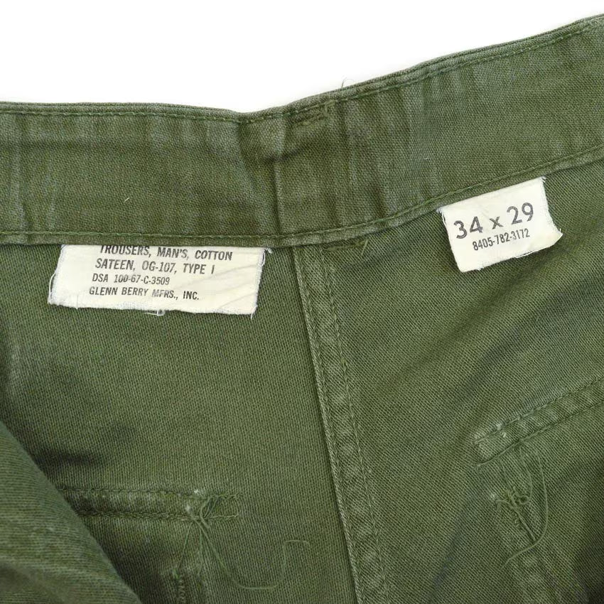 1960's USARMY COTTON SATEEN OG-107 BAKER PANTS... W33 L28