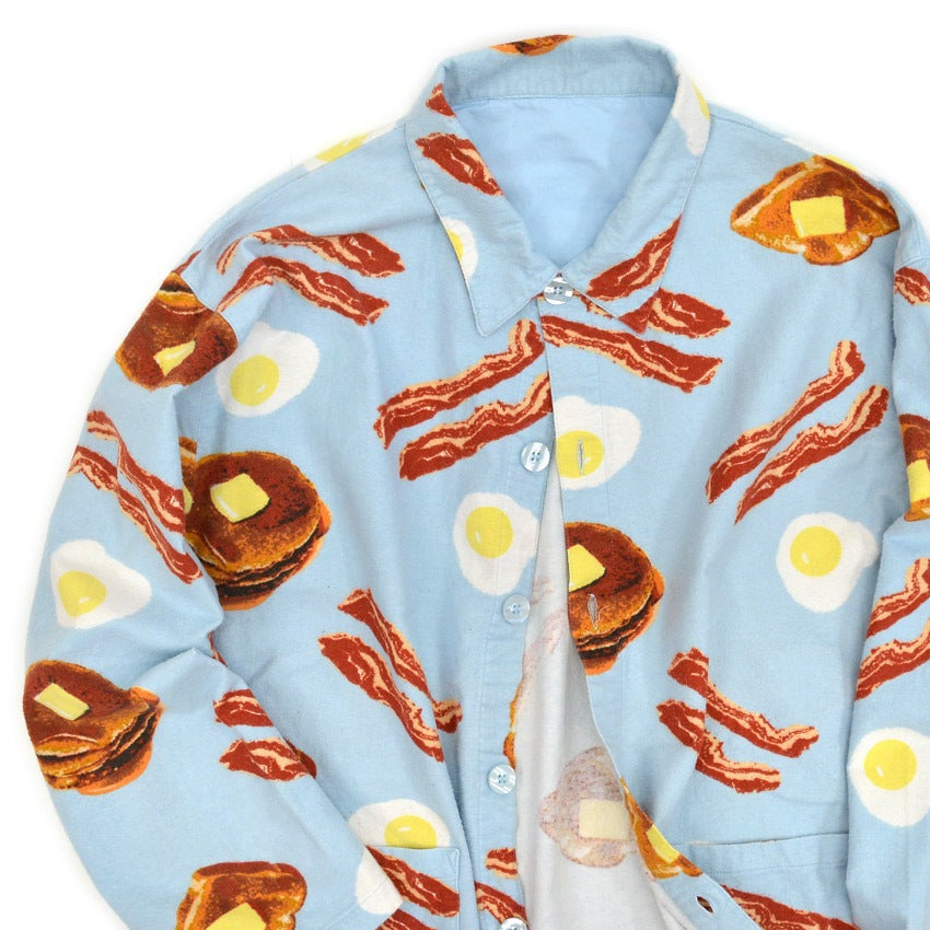 1990's~ BREAKFAST FLANNEL PAJAMA SHIRT...