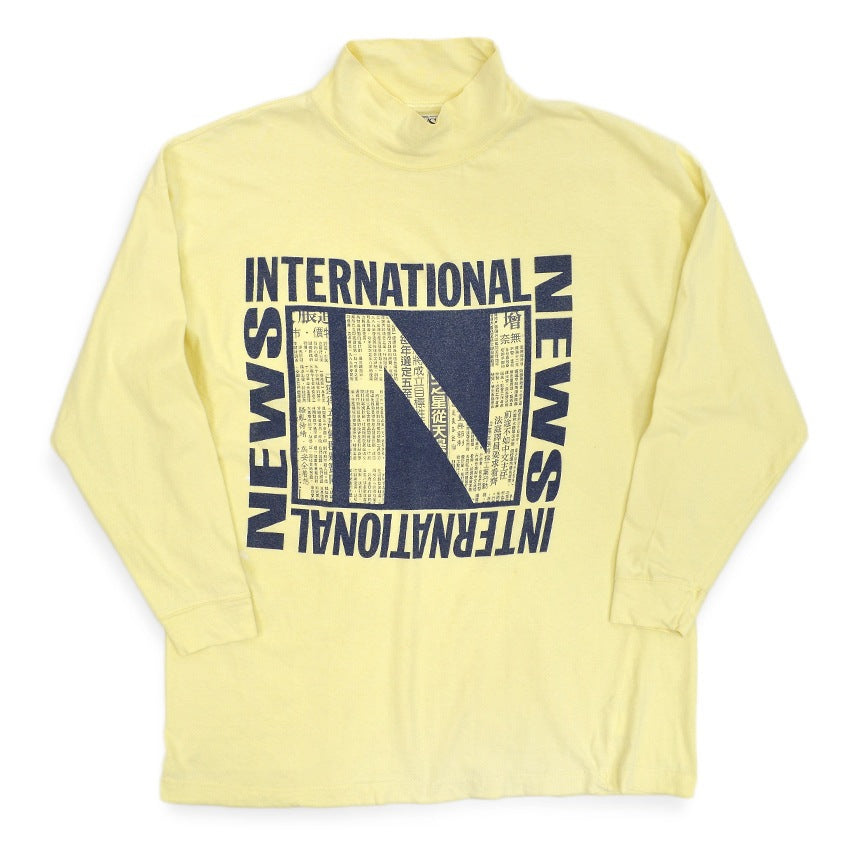 1980's NEWS INTERNATIONAL NEWS MOCK NECK L/S T-SHIRT ... M
