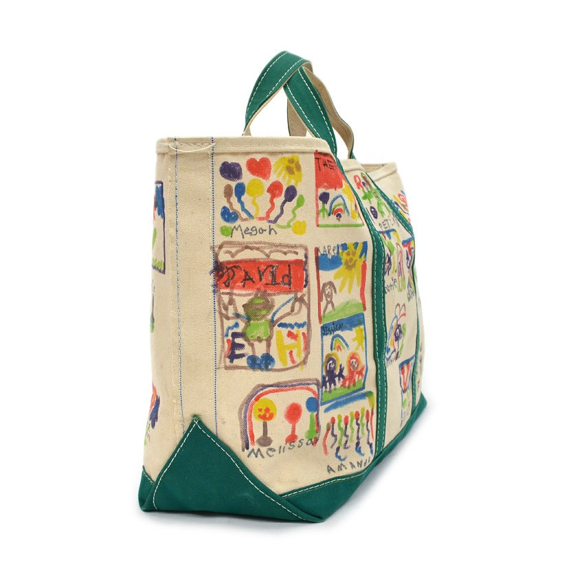 1980's L.L.BEAN ART PAINT BOAT AND TOTE GREEN ... LARGE