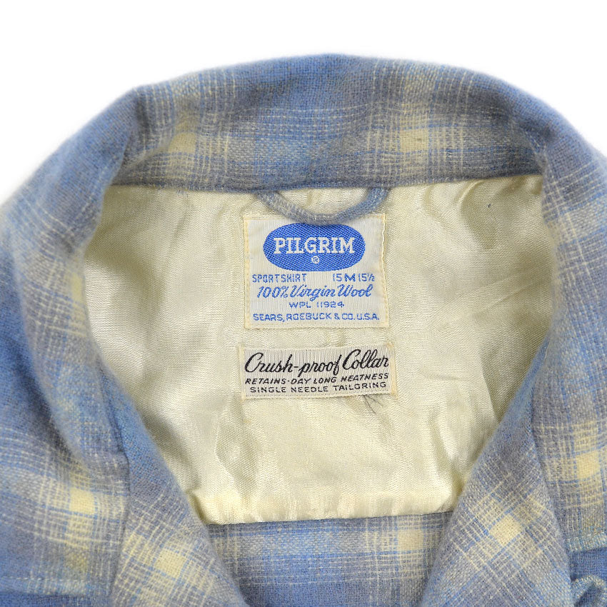 1950's PILGRIM PLAID VIRGIN WOOL SHIRT ... M
