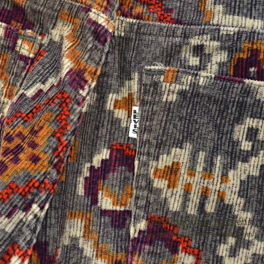 1960's~ LEVI'S BIG-E NATIVE PATTERN PRINT CORDUROY PANTS... W32 L28