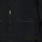 ~60's UNITOG BLACK ZIP UP WOOL JACKET...X-LARGE LONG