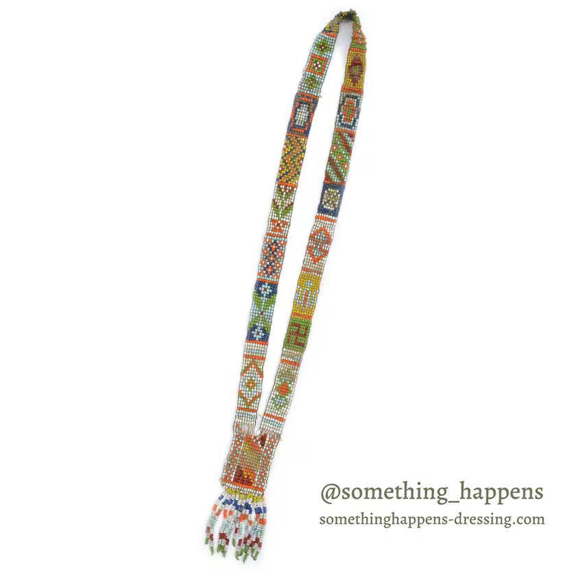 c.1930's OLD NATIVE AMERICAN COLOR BEADED NECKLACE SWASTIKA...