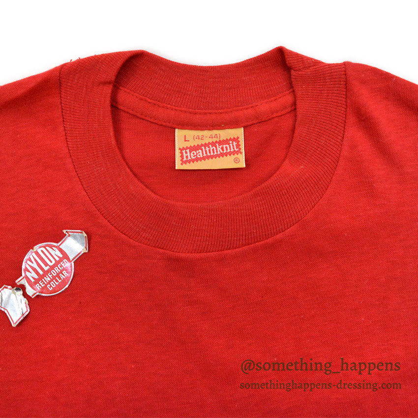 1960's DEADSTOCK HEALTHKNIT RED POCKET-TEE ... L