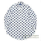 1990's~ ESPRIT SPORTS NAVY DOTS RAYON SHIRT...M
