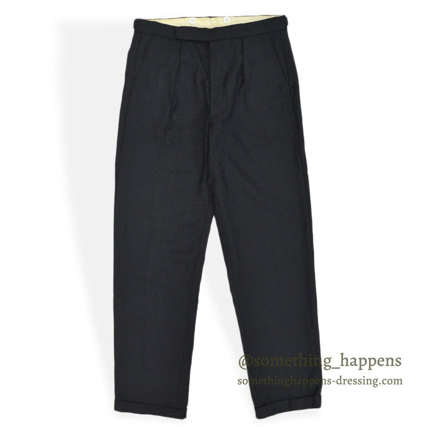 1960's~ EURO BLACK WOOL SLACKS...W32 L31