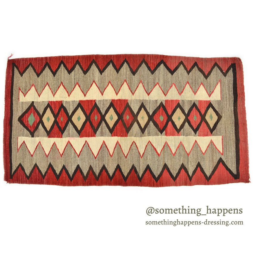 c.1940's NAVAJO RUG DIAMONDS & ZIGZAG PATTERN... 174cm/93cm