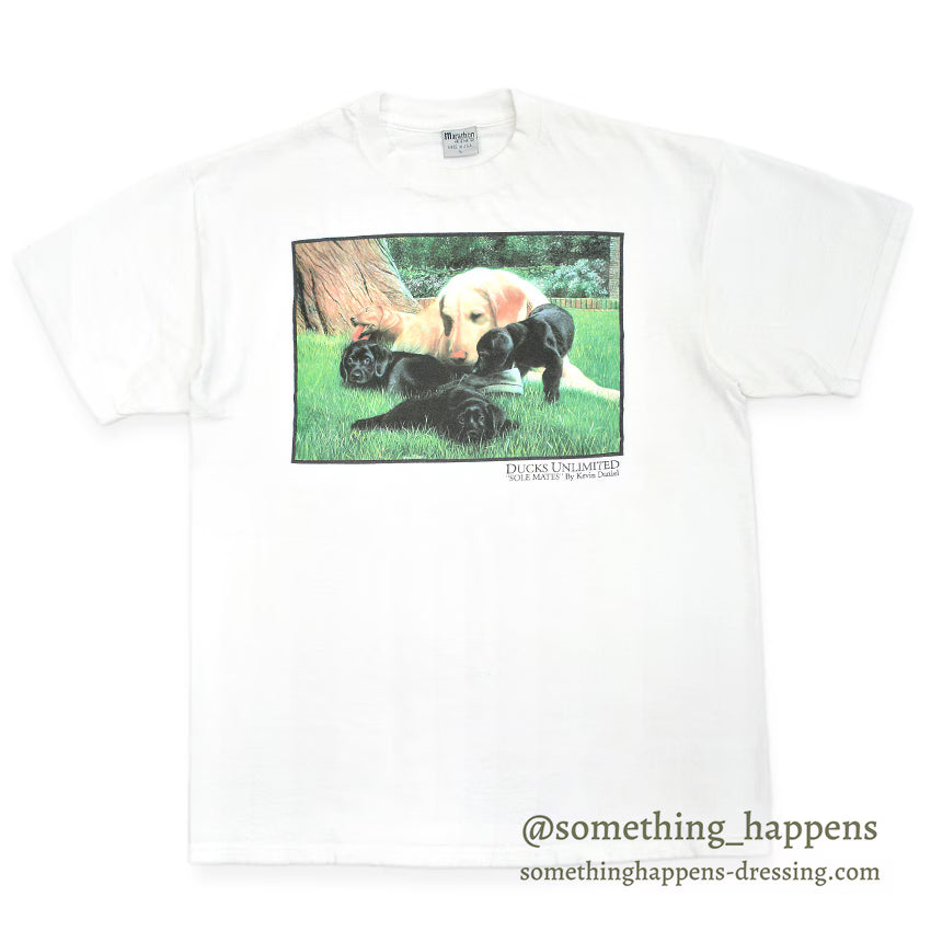 1990's MARATHON DUCKS UNLIMITED DOG PRINT T-SHIRT ... L