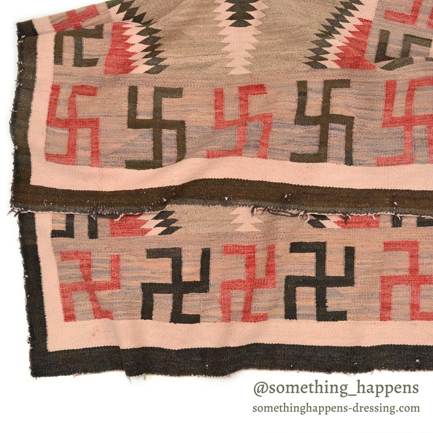 c.1930's NAVAJO RUG WHIRLING LOGS SWASTIKA... 155cm/110cm