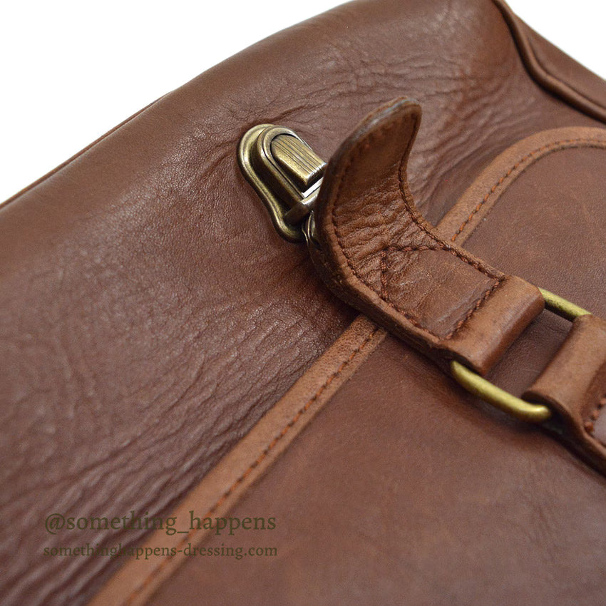 1990's EDDIE BAUER BROWN LEATHER SATCHEL BAG...