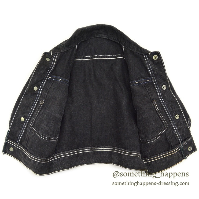 1950's WESTERN TWO POCKETS BLACK DENIM JACKET FOR KIDS...
