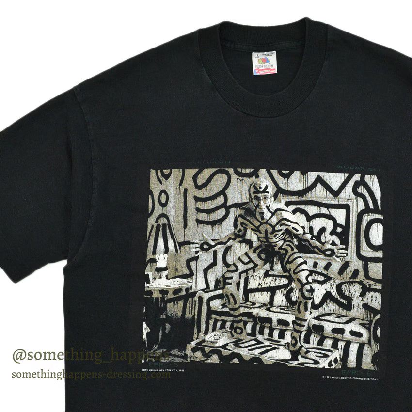 1990's FRUIT OF THE LOOM KEITH HARING ANNIE LEIBOVITZ FOTOFOLIO T-SHIRT ... L