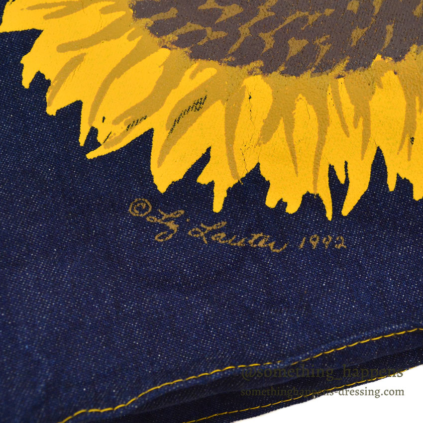 1990's LIZ LAUTER SUN FLOWER DENIM TOTE BAG ...
