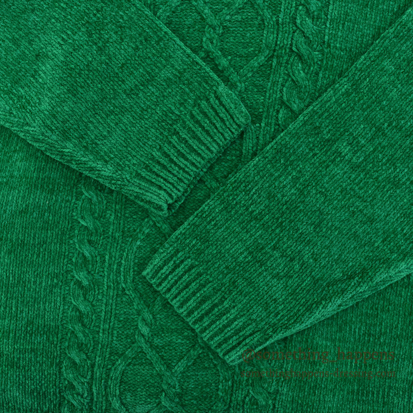 OLD GREEN MOCK NECK VELVET SWEATER... Fits like M