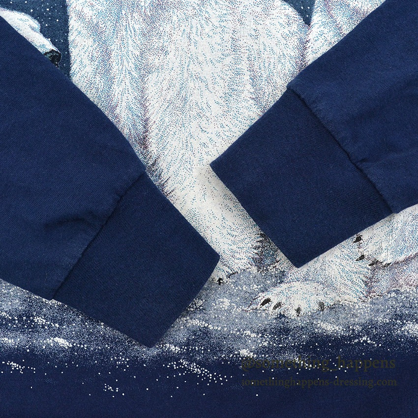 1990's ONEITA POLAR BEAR PRINT L/S T-SHIRT NAVY ... LARGE