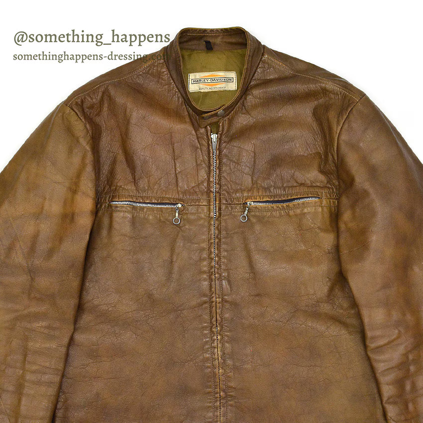 1960's HARLEY DAVIDSON CAFE RACER LEATHER JACKET BROWN...
