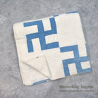 ANTIQUE WHIRLING LOGS, SWASTIKA PATCHWORK QUILT... 206cm/164cm