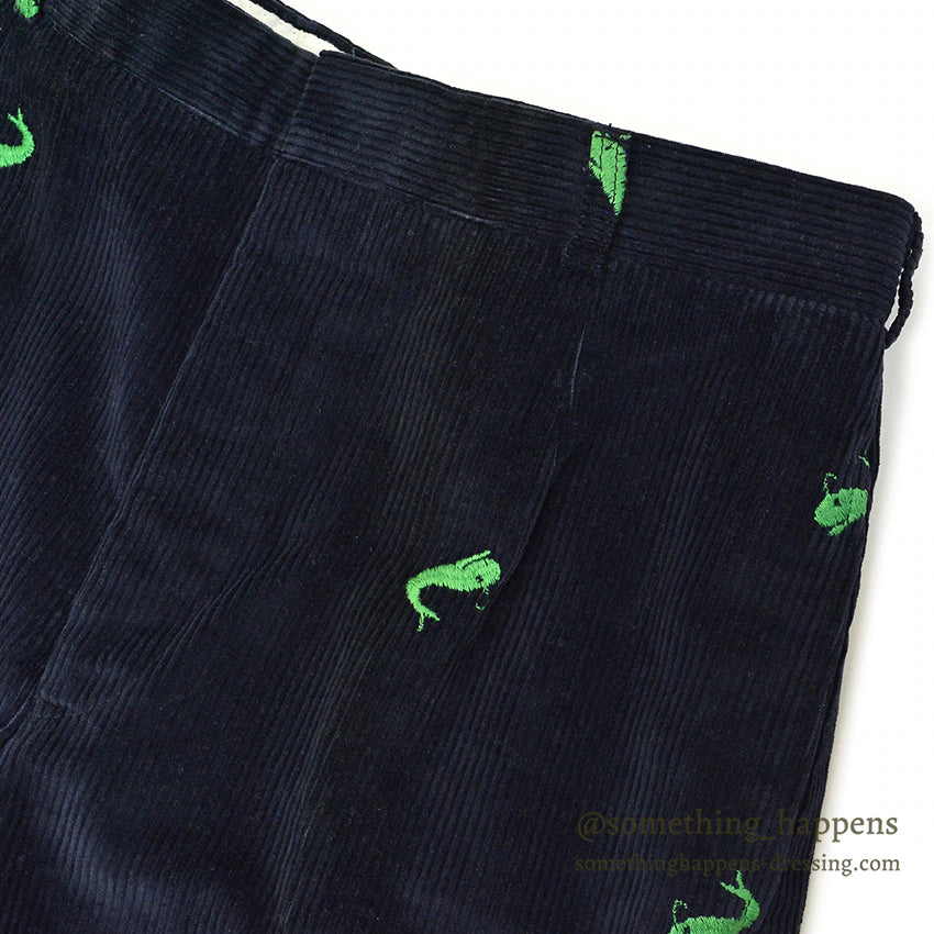 ~1970's DEADSTOCK HICKEY'S WHALE EMBROIDERY CORDUROY PANTS ... W32/L28