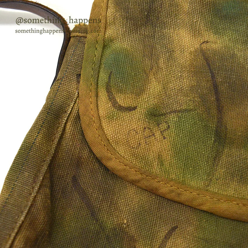 1940's~ WW2 ERA HAND PAINTED CAMO CANVAS BAG...