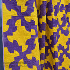 DRUNKARD'S PATH PURPLE & YELLOW PATCHWORK QUILT... 208cm/146cm