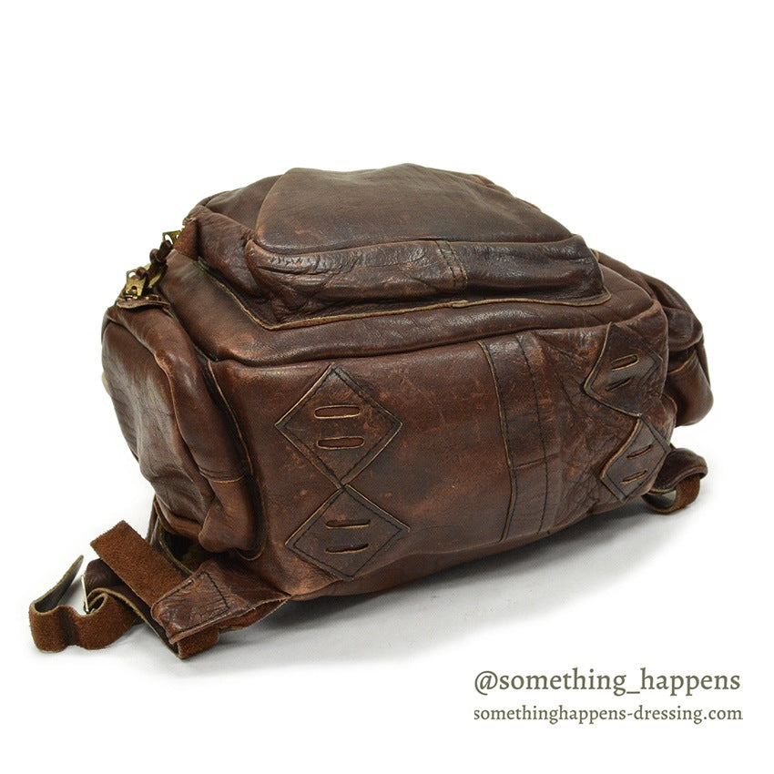 ~1970's PK DARK BROWN LEATHER BACKPACK...
