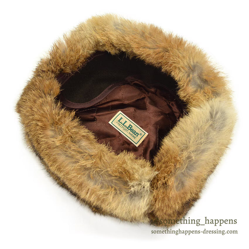 ~1980's DEADSTOCK LLBEAN NORTH KING NATURAL RABBIT FUR HAT...XL