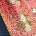 ANTIQUE NINE PATCH CALICO PATCHWORK RED CRIB QUILT FADED... 120cm/99cm