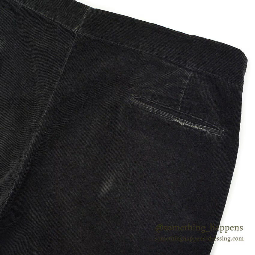 1960's BLACK CORDUROY SLACKS...W35/L28