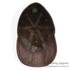 1980's~ BICK BROWN LEATHER CAP...XL