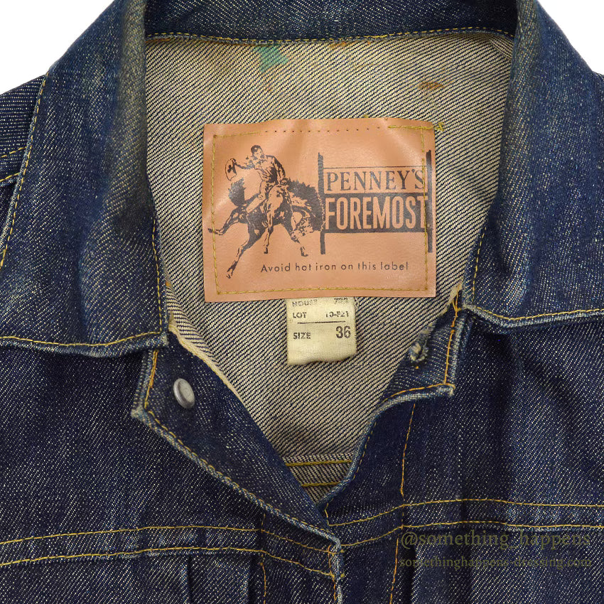 1950's PENNEY'S FOREMOST DENIM JACKET ONE WASH... 36