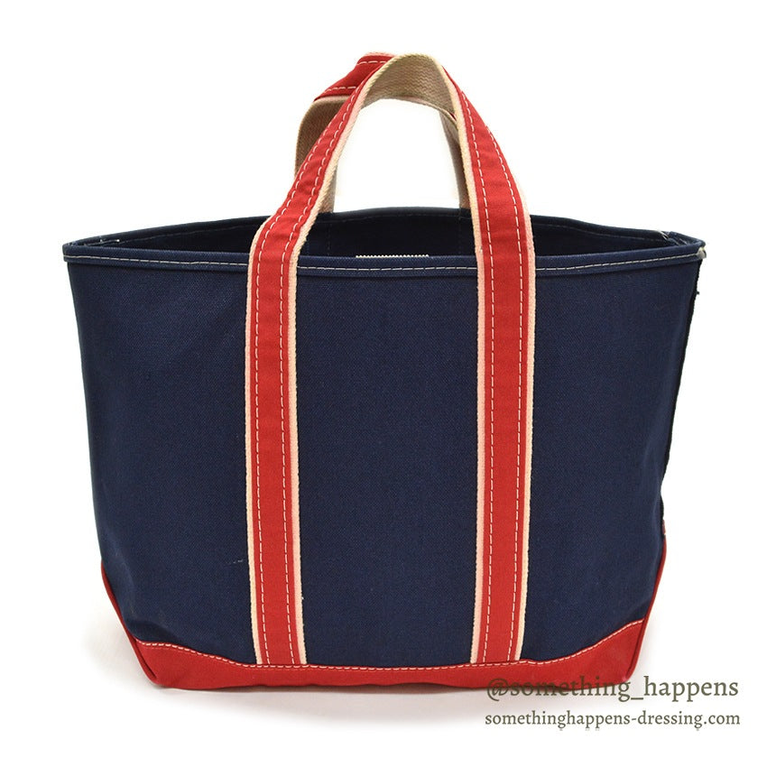 1980's LLBEAN DELUXE BOAT AND TOTE NAVY & RED... LARGE