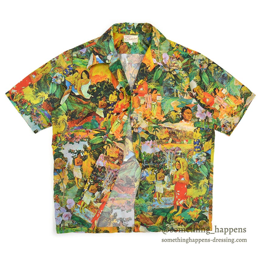 1970s~ ROSS SUTHERLAND Gauguin ART PRINT S/S SHIRT ... M