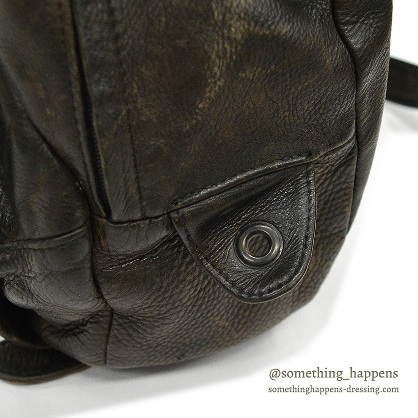 ~1990's ALL BLACK LEATHER BACKPACK...