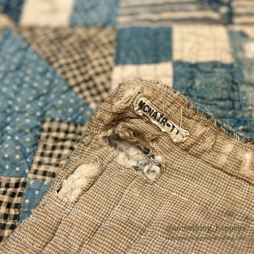 ANTIQUE CALICO PATCHWORK QUILT... 193cm/176cm