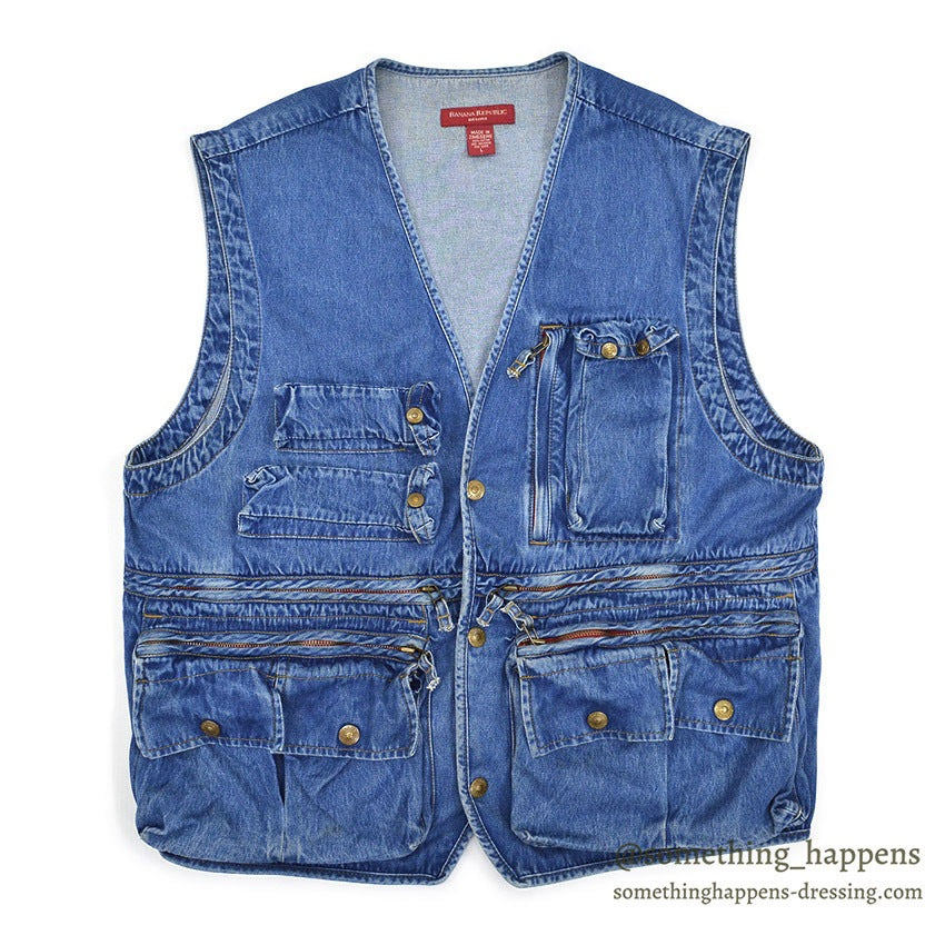 1990's BANANA REPUBLIC DENIM PHOTO JOURNALIST VEST...L