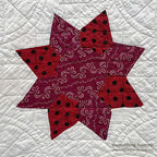 ANTIQUE 1898 to 1929 QUILTED RED STAR QUILT... 190cm/183cm