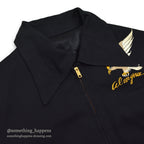 1950's~ JAPAN SOUVENIR JACKET TIGER HEAD UNUSUAL JACKET BLACK...