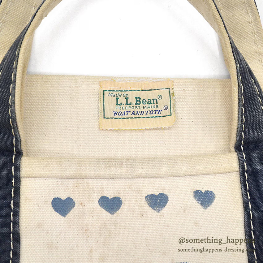 1980's LLBEAN ART PAINT BOAT AND TOTE NAVY... LARGE