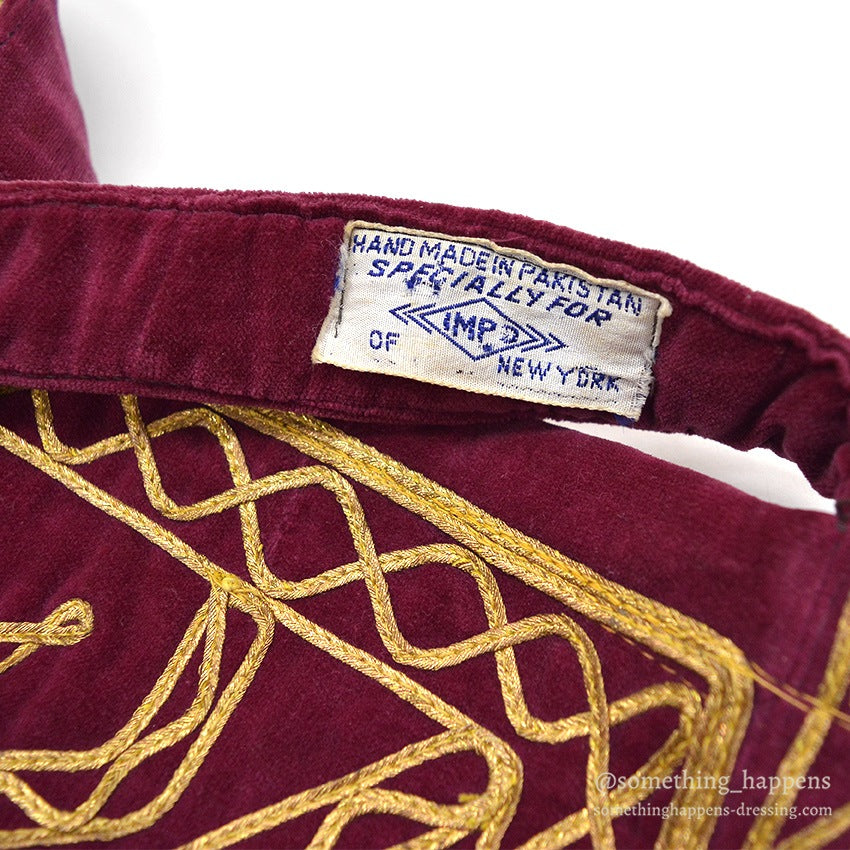 1950's~ KHYBER HAND MADE EMBROIDERED RED VELVET SHOULDER BAG...