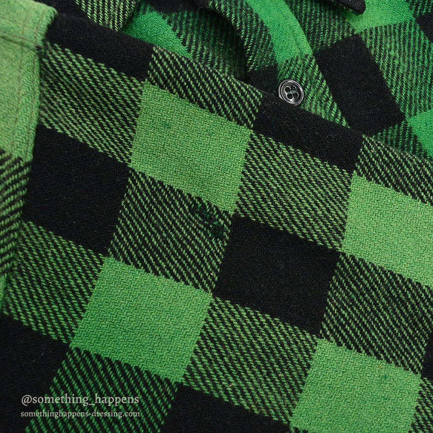 1950's KING KOLE GREEN/BLACK WOOL SHIRT UNUSUAL...