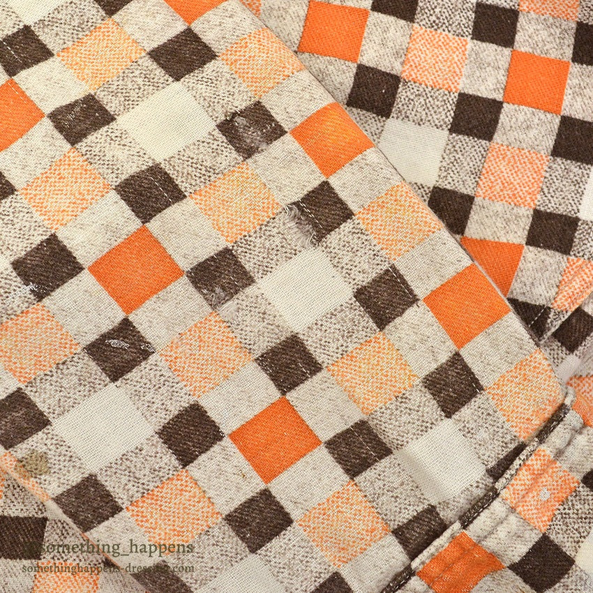 1950's~ CHECKERED ALL COTTON PRINT FLANNEL SHIRT ...